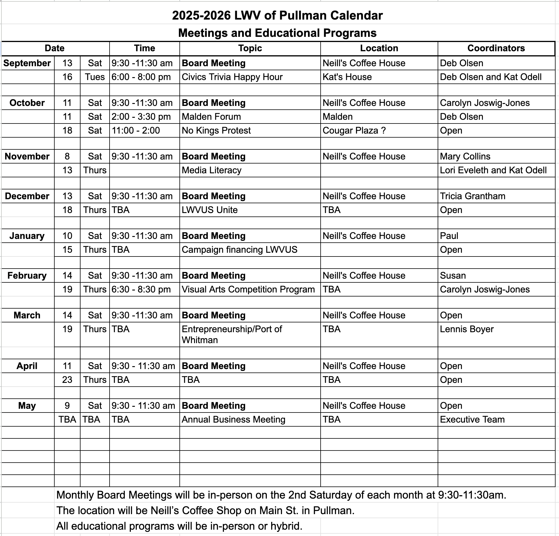 Future Events