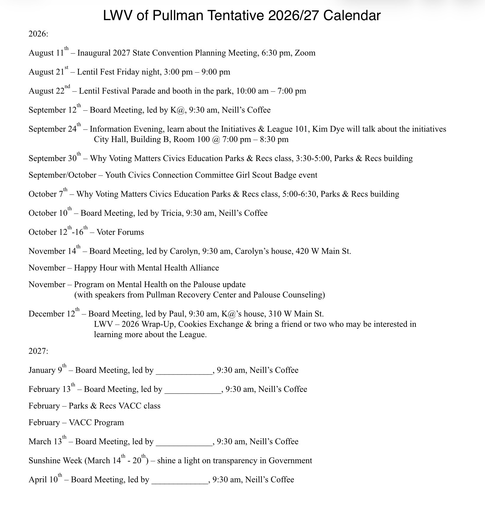 Future Events