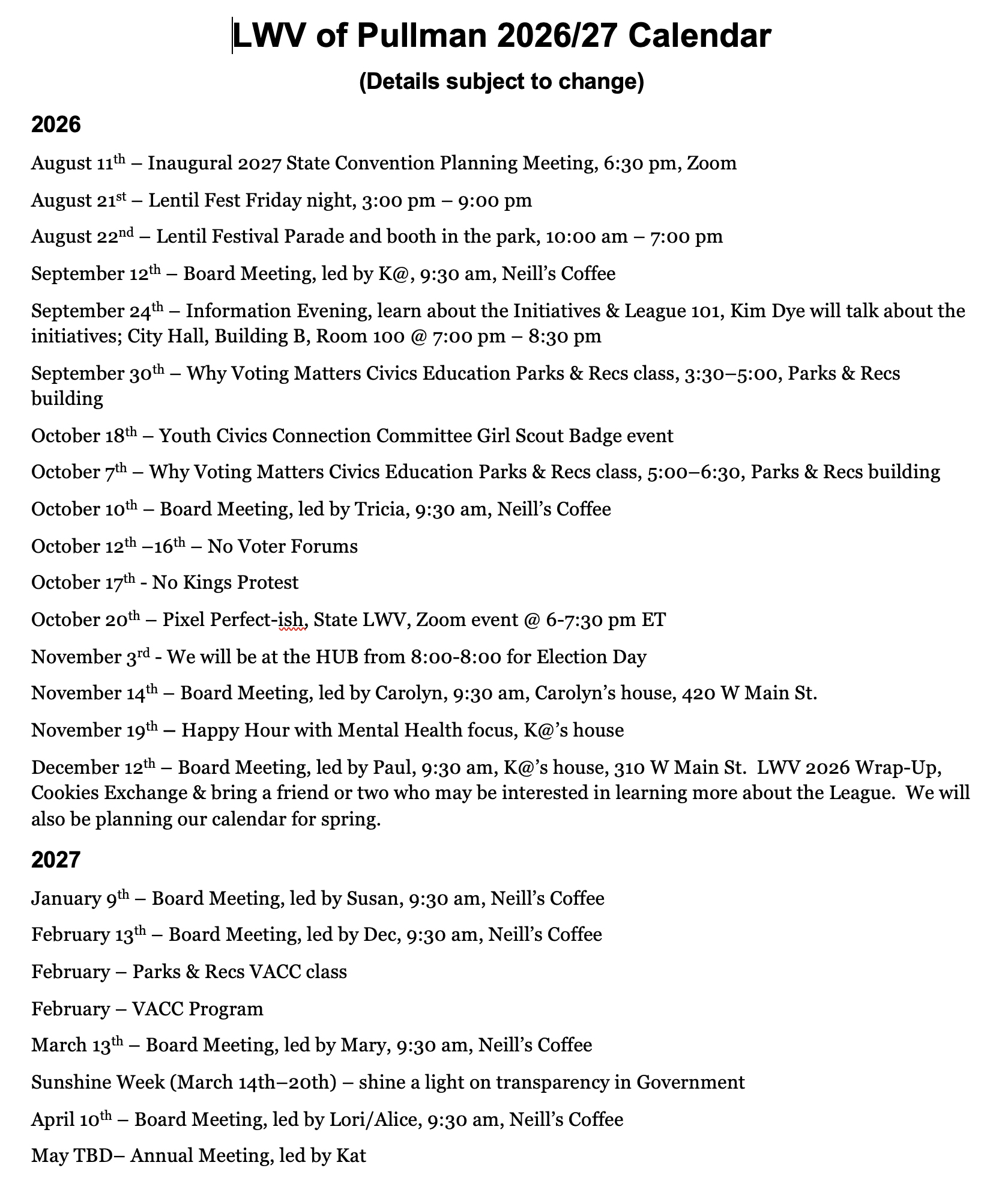 Future Events